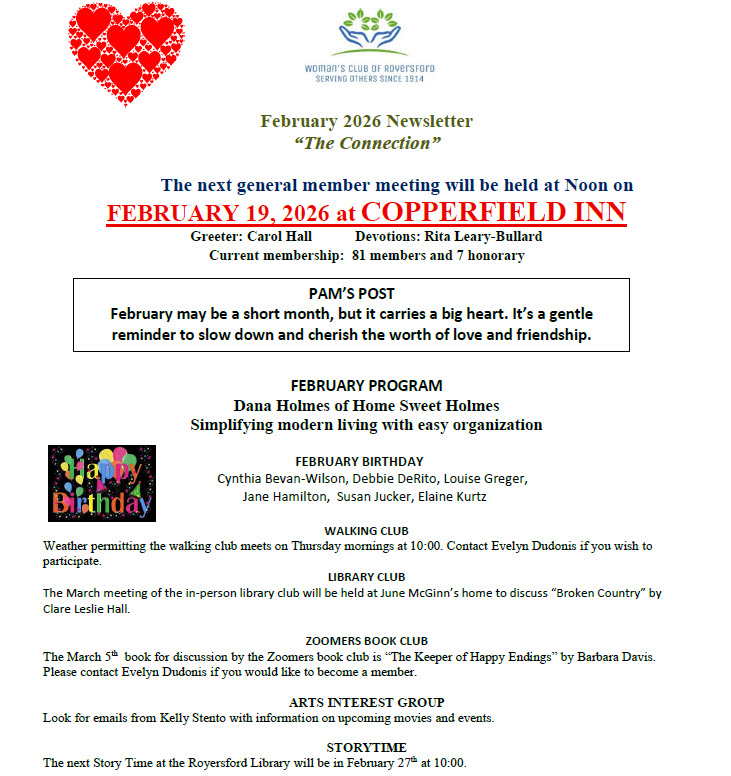 February Newsletter 2026 WCOR